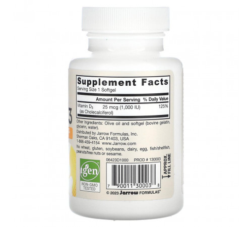 Вітамін Д3 Jarrow Formulas Vitamin D3 1000 МЕ 100 капс