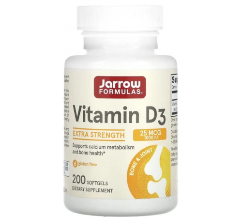 Вітамін Д3 (холекальциферол) Jarrow Formulas Vitamin D3 1000 МЕ 200 капс