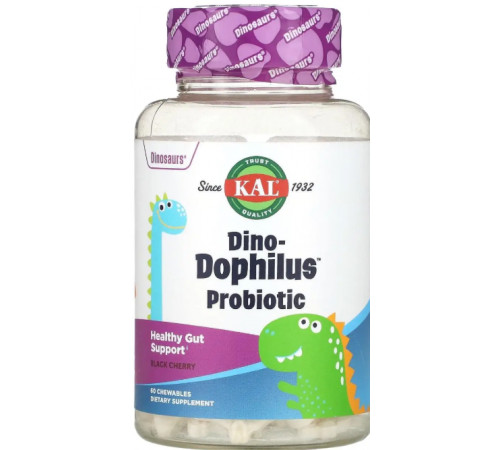 Пробіотики Дино-дофілус для дітей при запорах KAL Dino-Dophilus 60 жев пастилок вишня