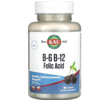 Витамины B-6 B-12 и фолиевая кислота KAL B6 B12 Folic Acid 60 лед вишня