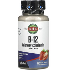 Вітамін В12 аденозилкобаламін KAL B-12 Adenosylcobalamin1000 мкг 90 таб полуниця