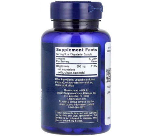 Магній для нервової системи Life Extension Magnesium 500 мг 100 капсул