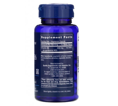 Вітамін В6  Life Extension Vitamin B6 250 мг 100 капсул