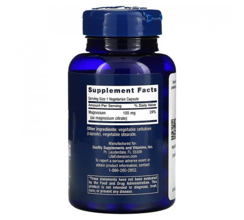 Магній цитрат Life Extension Magnesium Citrate 100 мг 100 вег капсул