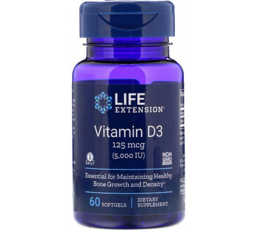 Вітамін Д-3 5000 Life Extension Vitamin D3 60 капс