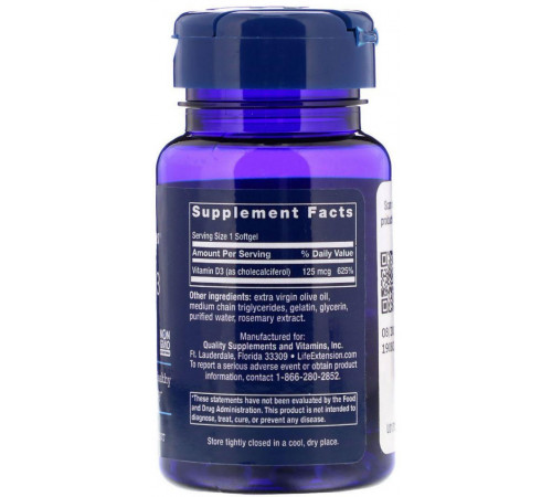 Вітамін Д-3 5000 Life Extension Vitamin D3 60 капс
