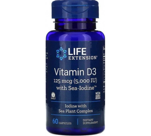 Вітамін Д3 холекальциферол Life Extension Vitamin D3 5000 МЕ 125 мкг 60 капс