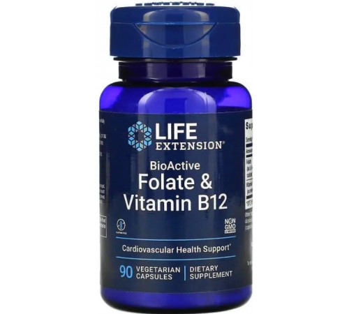 Фолієва кислота і В12 Life Extension Folate & Vitamin B12 90 капс