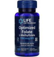 Фолат фоливая кислота Life Extensions Optimized Folate 1700 мкг DFE 100 таб