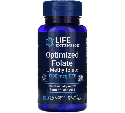 Фолат фоливая кислота Life Extensions Optimized Folate 1700 мкг DFE 100 таб