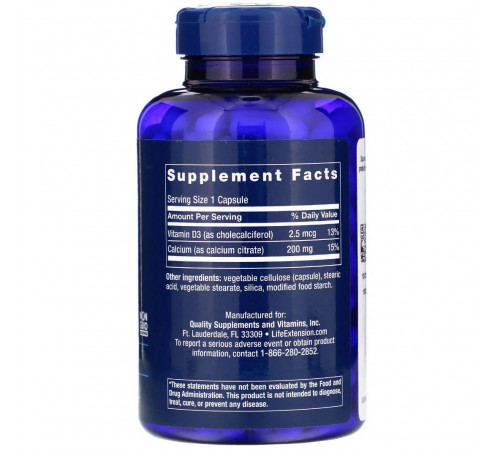 Цитрат кальцію Д3 Life Extension Calcium Citrate with Vitamin D 200 кап