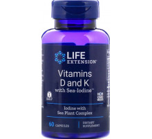 Вітамін Д і К з йодом Life Extension Vitamins D and K with Sea-Iodine 60 капс