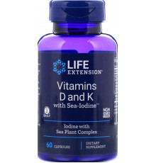 Вітамін Д і К з йодом Life Extension Vitamins D and K with Sea-Iodine 60 капс