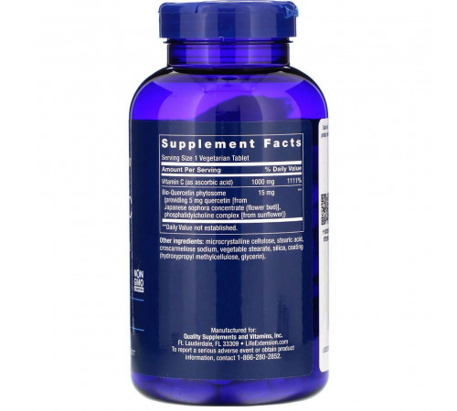 Вітамін С + біо-кверцетин Life Extension Vitamin C and Bio-Quercetin Phytosome 250 вег таблеток