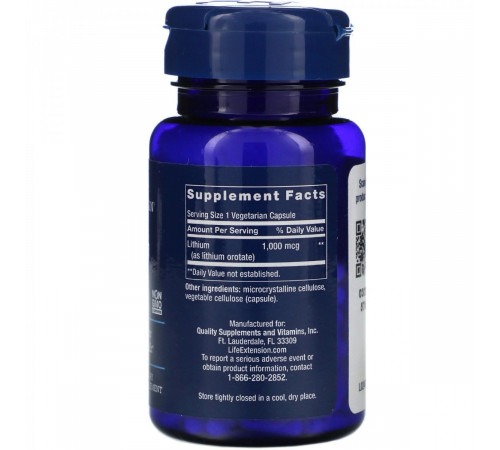 Литий Life Extension Lithium 1000 мкг 100 капс