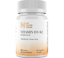 Вітамін D3+K2 My Nutri Week Vitamin D3+K2 1000 МО/50 мкг 60 капс