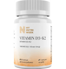 Вітамін D3+K2 My Nutri Week Vitamin D3+K2 1000 МО/50 мкг 60 капс