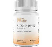 Вітамін D3+K2 My Nutri Week Vitamin D3+K2 5000 МО/50 мкг 60 капс