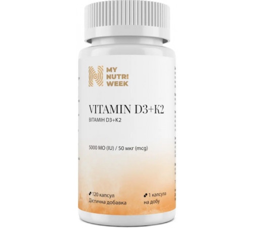 Вітамін D3+K2 My Nutri Week Vitamin D3+K2 5000 МО / 50 мкг 120 капс