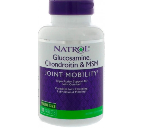 Глюкозамін хондроїтин МСМ для суставов Natrol Glucosamine Chondroitin MSM 150 таб