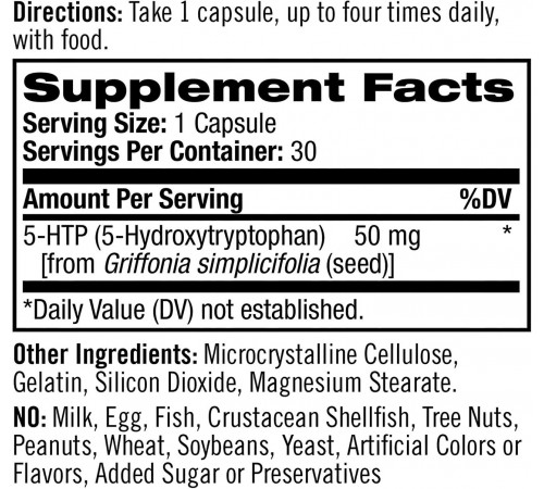 5-гідрокситриптофан Natrol 5-HTP 50 мг 30 капс