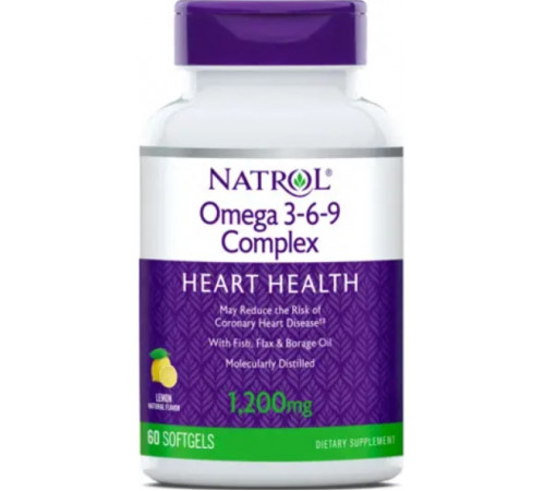 Омега 3-6-9 комплекс Natrol Omega 3-6-9 Cmplx 55% 60 гел капс лимон