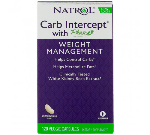 Екстракт білої квасолі Natrol Carb Intercept Phase 2 120 капсул
