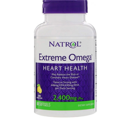 Омега -3 жирні кислоти Natrol Extreme Omega 2400 мг 60 кап лимон