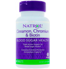 Кориця для зниження цукру Natrol Cinnamon Biotin Chromium 60 таблеток