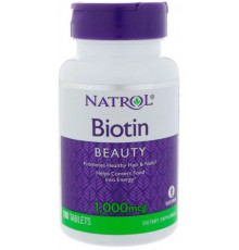 Біотин Вітамін B7 Natrol Biotin 1000 мкг 100 таблеток
