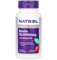 Біотин Natrol Biotin 10000 мкг 60 таблеток Полуниця