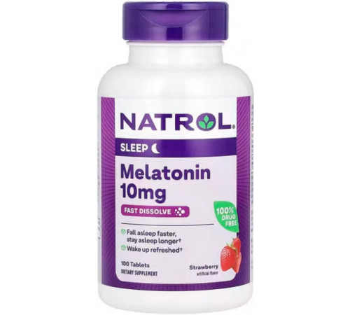 Мелатонін для покращення сну Melatonin Natrol Melatonin 10 мг 100 таб полуниця