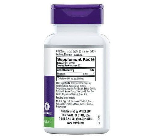 Мелатонін для міцного сну Natrol Melatonin 5 мг 30 таб полуниця