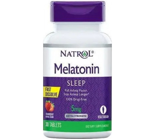 Мелатонін для міцного сну Natrol Melatonin 5 мг 30 таб полуниця
