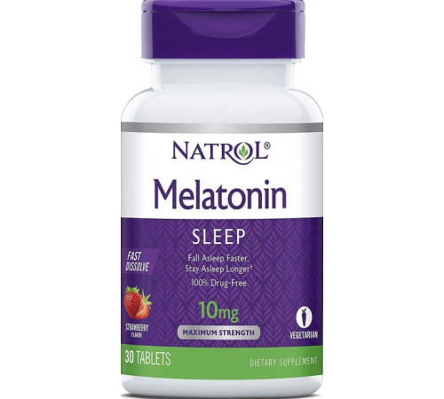 Мелатонін для покращення сну Natrol Melatonin 10 мг 30 таб полуниця