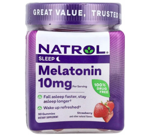 Мелатонін для сну Natrol Melatonin Gummies10 мг 90 жев конфет полуниця