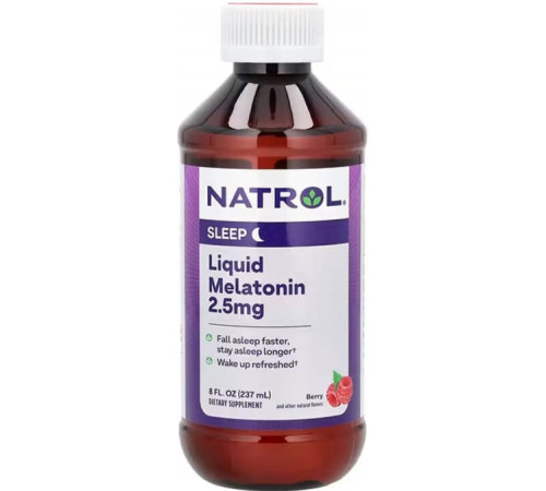 Мелатонін для покращення сну Natrol Liquid Melatonin 2,5 мг 237 мл ягоди