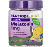 Мелатонин для детей от 4 лет Natrol Kids Melatonin Gummies 1 мг 90 жев конф малина