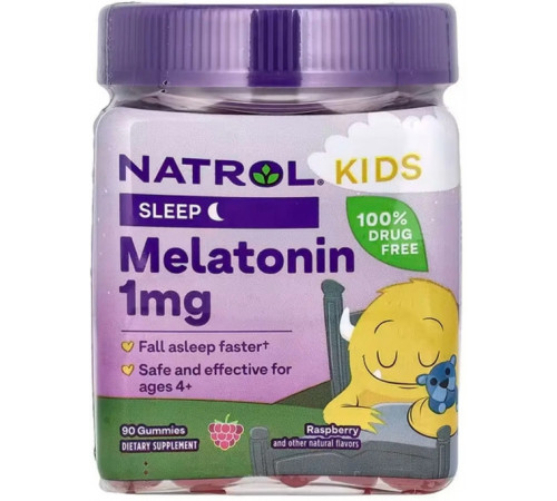 Мелатонін для дітей від 4 років Natrol Kids Melatonin Gummies 1 мг 90 жув конф малина