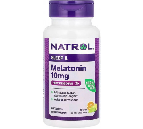 Мелатонін для міцного сну Natrol Melatonin 10 мг 60 таб цитрус