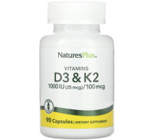 Витамин Д3 и К2 Nature's Plus Vit D3/Vit K2 1000 МЕ/100 мкг 90 капс
