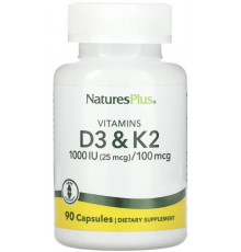 Вітамін Д3 і К2 Nature's Plus Vit D3/Vit K2 1000 МЕ/100 мкг 90 капс