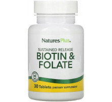 Фолиевая кислота и биотин Naturе's Plus Biotin & Folic Acid 30 таб