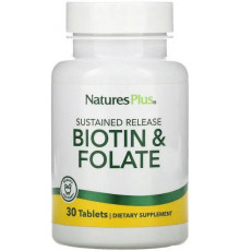 Фолієва кислота та біотин Naturе's Plus Biotin & Folic Acid 30 таб