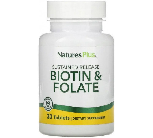 Фолієва кислота та біотин Naturе's Plus Biotin & Folic Acid 30 таб