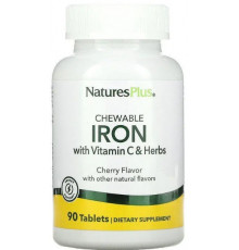 Залізо з вітаміном C Nature's Plus Chewable Iron  90 таб вишня