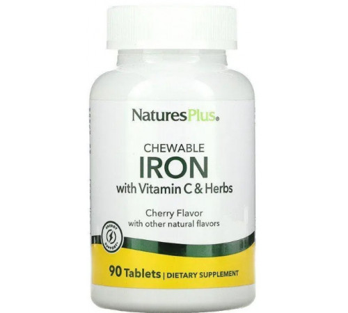 Залізо з вітаміном C Nature's Plus Chewable Iron  90 таб вишня