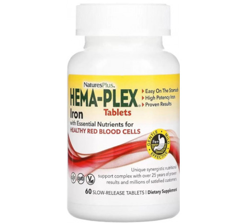 Витамины и минералы NaturesPlus Hema-Plex 60 таб