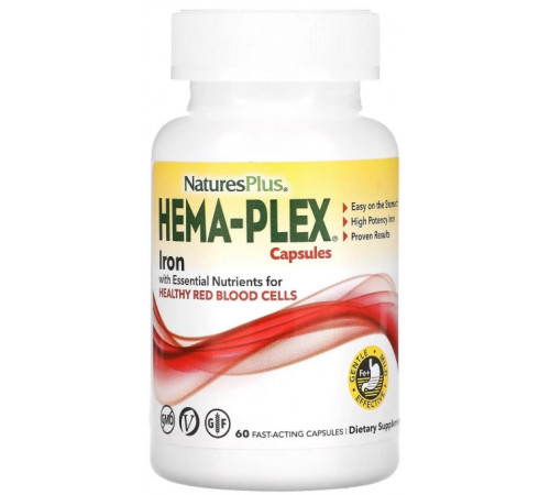 Комплекс вітамінів і мінералів Nature's Plus Hema-Plex 60 вег капс