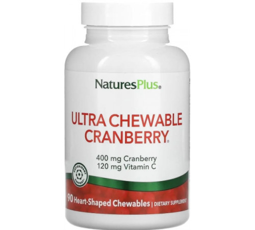 Журавлина з вітаміном C Nature's Plus Cranberry With Vitamin C 90 жев таб клюква-клубника